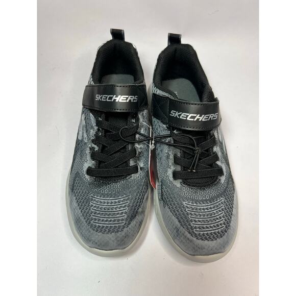 Skechers Microspec Max Sneakers Black Gray Knit Mesh Boys NWT Lightweight - Picture 2 of 9